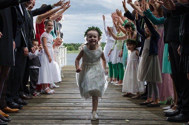 Flower girl walking